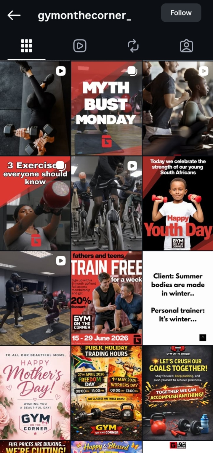 Gym On The Corner social media work